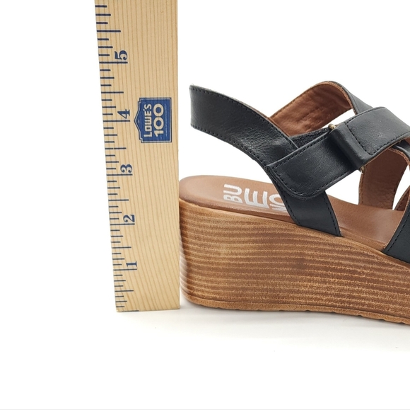 Bueno Nadia Strappy Black Leather Platform Heel Open Toe Sandal Size 6.5-7 EU 37 - Picture 8 of 9